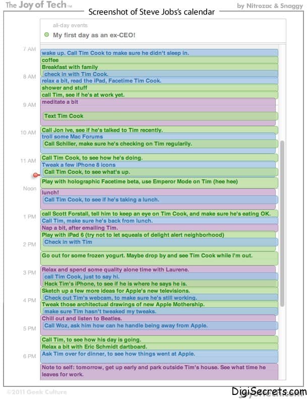 This Is How Steve Jobs' Calendar Looks, After His Resignation As Apple